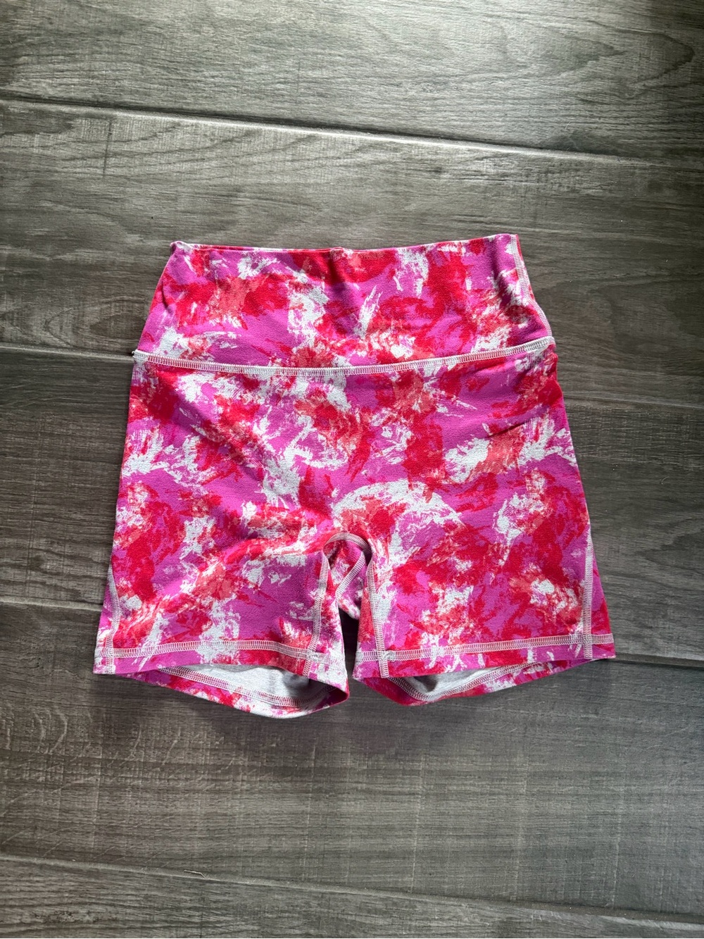 FLEO High-Waist No Front Seam Pink Printed 4” Bike Shorts